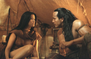 Still of Kelly Hu and Dwayne Johnson in The Scorpion King (2002)