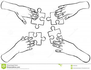 black-white-hands-puzzles-teamwork-human-holding-pieces-puzzle-vector ...