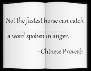 Not the fastest horse can catch a word spoken in anger.