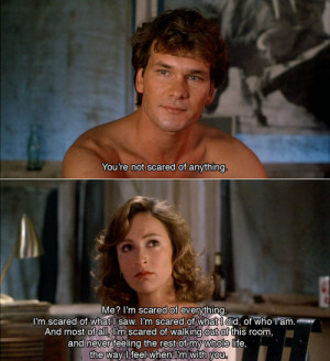 ... ) and Johnny Castle (Patrick Swayze) in1987’s Dirty Dancing movie