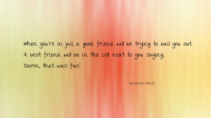 ... you're in jail, a good friend will be trying to bail quote wallpaper