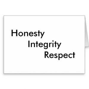Honesty, Integrity, Respect Card