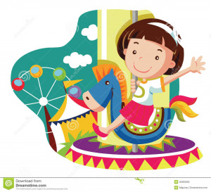 little-girl-carousel-horse-vector-cartoon-illustration-35365802.jpg ...