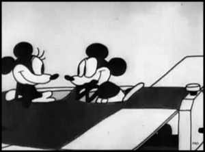 mickey and minnie mouse flirt in disney s plane crazy 1928