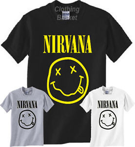 Details zu NIRVANA SMILEY FACE Rock Band Music Kurt Cobain T Shirt Tee ...