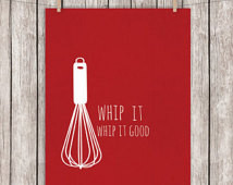 Kitchen Printable Art Whip it Good Dark Red Funny Art Print Quote ...