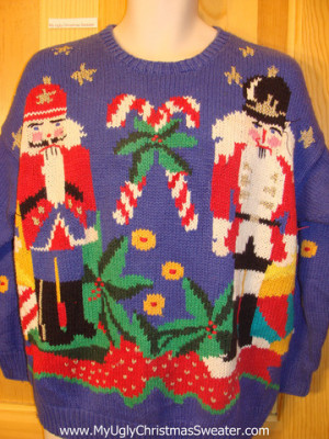 Funny Ugly Christmas Sweater 80s 2sided Nutcracker