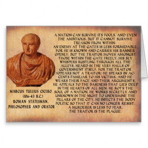 CICERO QUOTE - NATION CANNOT SURVIVE TREASON GREETING CARD
