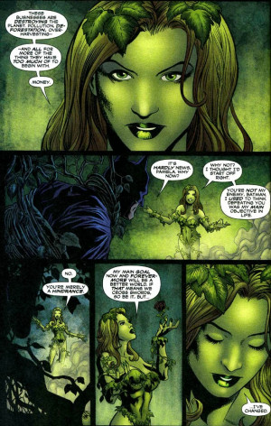 Poison Ivy in a DC comics from 2006, with leaves in her hair. Closeups ...