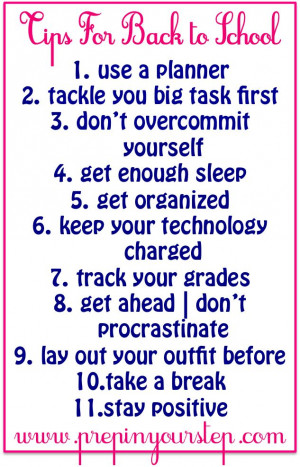Back To School Tips- Dorothy makes some great reminders about how to ...