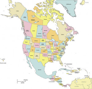 NORTH AMERICA MAP LABELED COUNTRIES