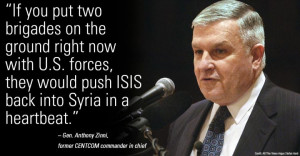... Robert Gates echoed a need for boots on the ground to defeat ISIS