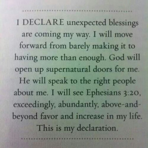 declare unexpected blessings
