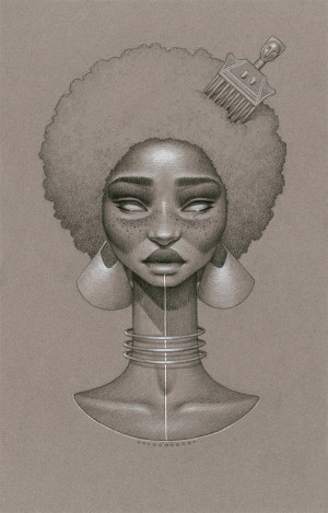 drawing Illustration art soul portrait African Black beauty natural ...