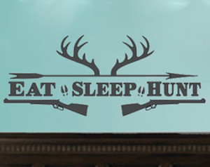 Hunt Deer Antlers Arrow & Shotguns Removable Vinyl Wall Art Quotes ...