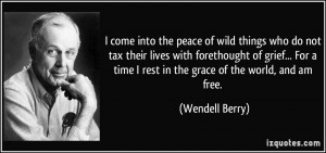 ... time I rest in the grace of the world, and am free. - Wendell Berry