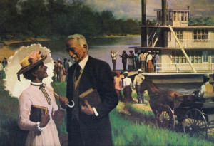 James Edson White greets visitors to the Morning Star near Vicksburg ...