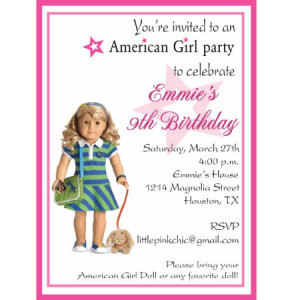 Printable Birthday Party Invitations on Doll American Girl Invitations ...