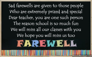 Goodbye Quotes For Teachers Farewell card message poem for