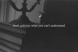 Don't criticize what you don't understand.