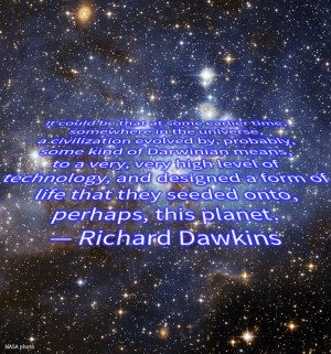 NASA photo with Richard Dawkins quote on panspermia, Star Wars style