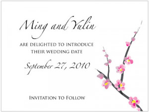 We currently offer a delightful Cherry Blossom Save the Date card that
