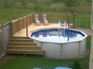 pool deck….with left stairs meeting lower deck, and also stairs on ...