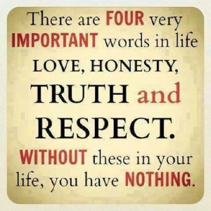 LOVE CAN'T EXIST WITHOUT RESPECT, HONESTY AND TRUTH. WORDS ALONE DO ...