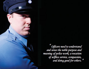 Officer in Partial Shadow with Quote