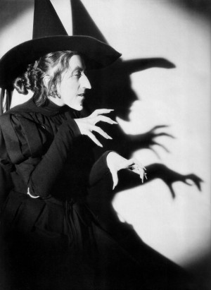 Margaret Hamilton as the Wicked Witch of the West in The Wizard of Oz.