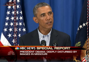 Ferguson: Obama says stop the looting and police excessive force