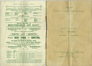 Titanic Passenger List Booklet