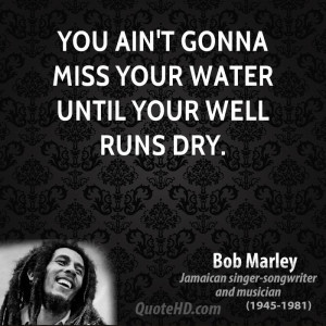 You ain't gonna miss your water until your well runs dry.