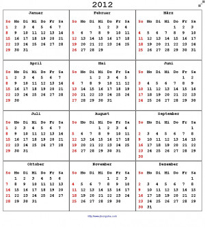 Calendar 2012 - printable