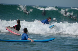 Surfers make way for the Dolphins