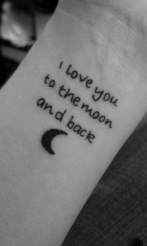 See more I love you to the moon and back quote tattoo with moon