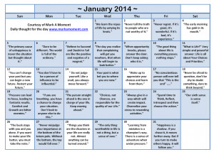 December 2013 Motivational Thoughts Calendar