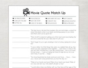 INSTANT Love Quote matchup- Instant Download- Bridal Shower Game-