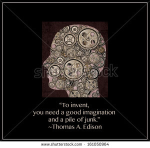 Human head in portrait filled with gears and a quote from Thomas ...