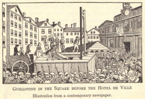 Guillotine in the square before the Hotel de Ville. Illustration from ...