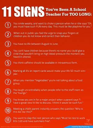 POSTER: 11 Signs You've Been A School Teacher For Too Long