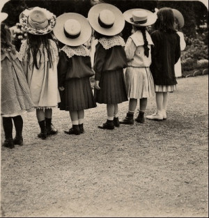 girls in dresses hats