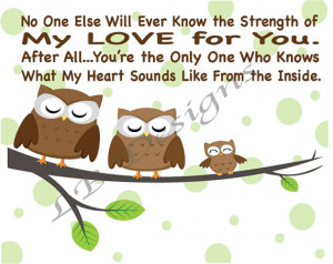 Owl Family Brown and Green Nursery Quote Print - 8x10