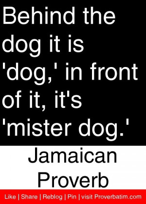 ... front of it, it's 'mister dog.' - Jamaican Proverb #proverbs #quotes