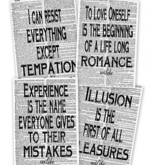 Oscar Wilde Recycled Quotes Vintage book page art print set of 4