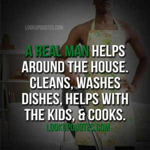 real man helps around the house cleans washes dishes