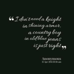don\'t need a knight in shining armor, a country boy in old blue ...