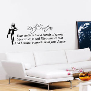 Details about DOLLY PARTON WALL ART QUOTE STICKER DECAL JOLENE LYRICS ...