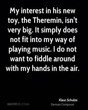 Klaus Schulze - My interest in his new toy, the Theremin, isn't very ...