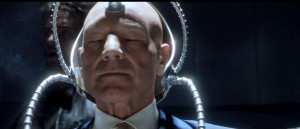 in this movie scene the professor is hooked up to cerebro a machine